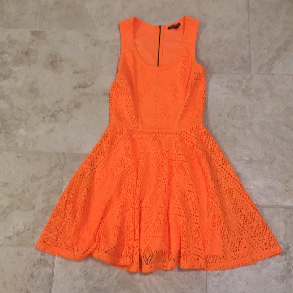 Orange fit & flare dress